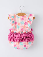 Rylee Faith Designs Colorful Floral Ruffle Baby Girls Romper - 