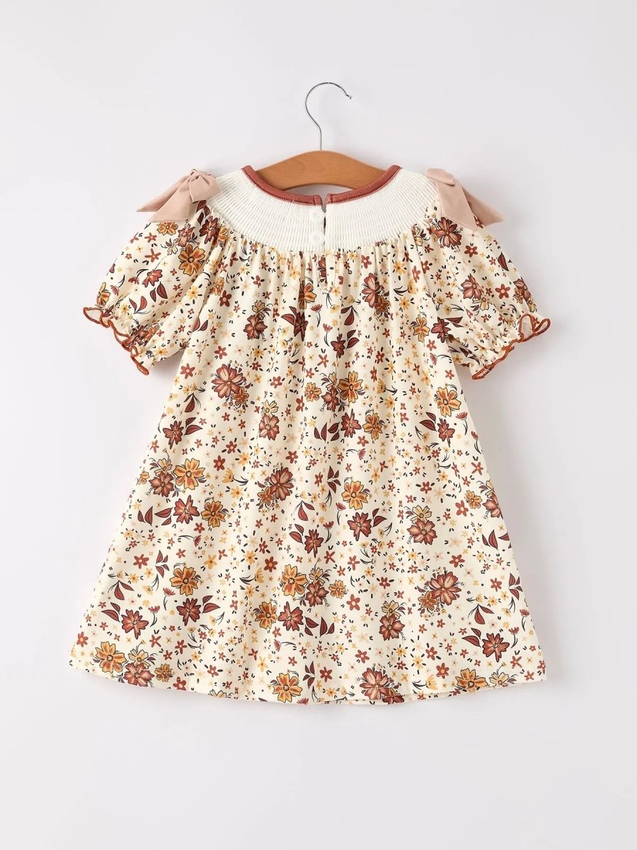 Rylee Faith Designs Colorful Floral Smocked Church Christ Bishop Christening Girl Dress - Everetts Place Boutique - 