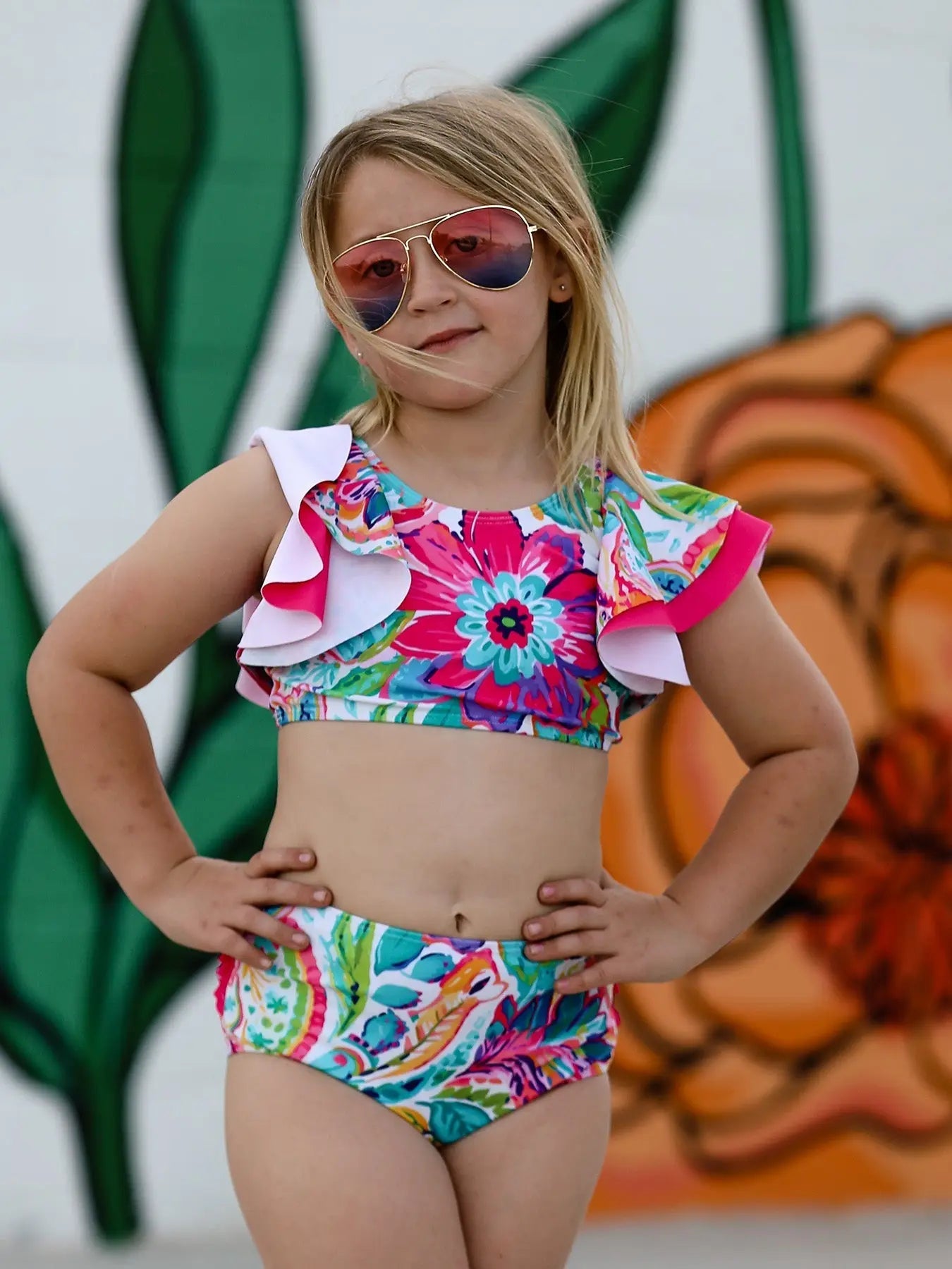 Rylee Faith Designs "Colorful Pattern" Girls' Boutique Swimsuit - 