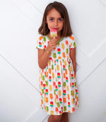 Bestaroo Colorful Popsicle Print Toddler Dress for Summer Beach Days - 
