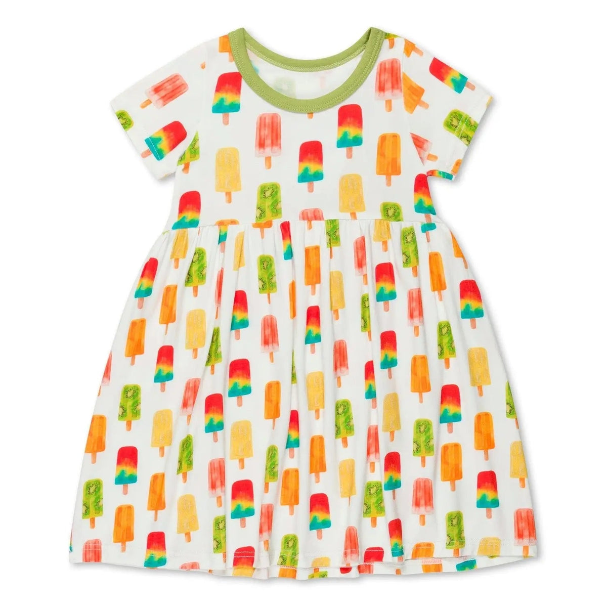 Bestaroo Colorful Popsicle Print Toddler Dress for Summer Beach Days - 