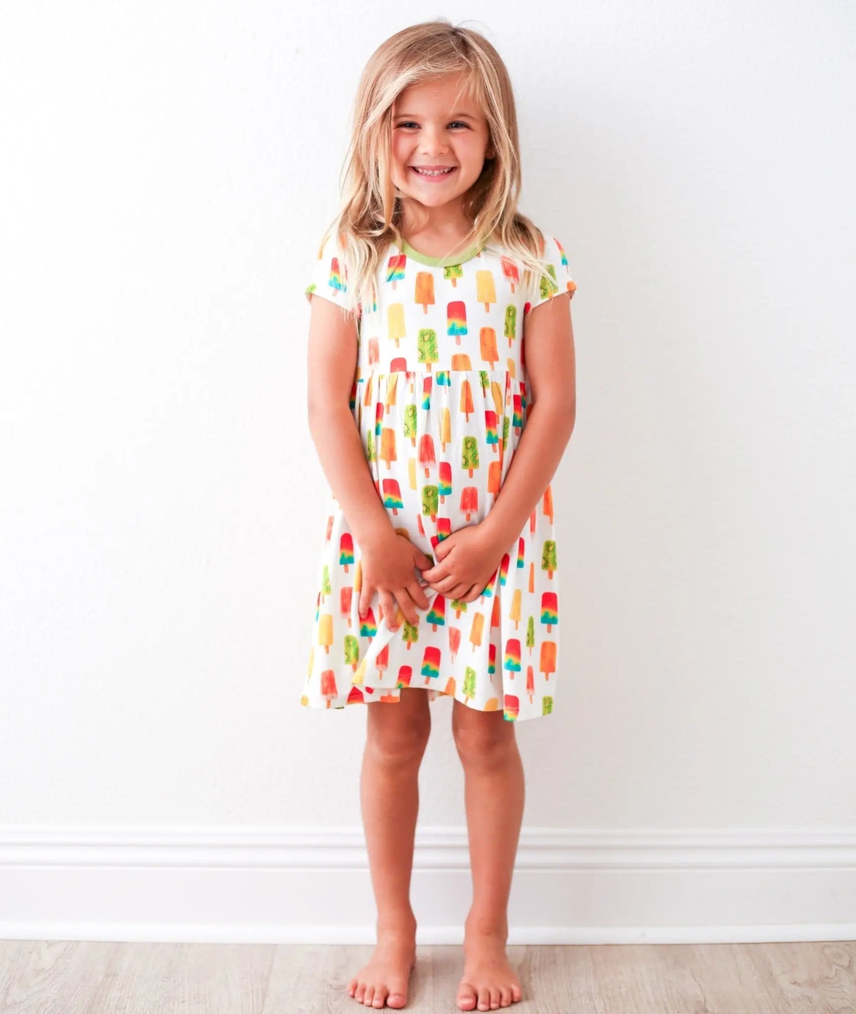 Bestaroo Colorful Popsicle Print Toddler Dress for Summer Beach Days - 