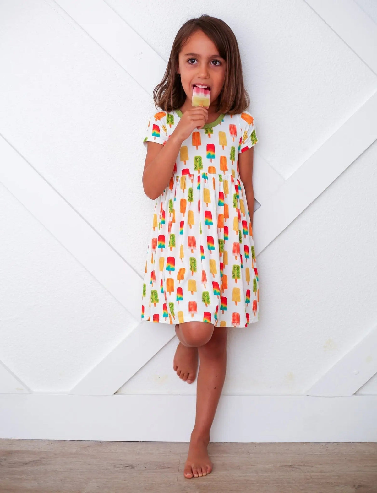 Bestaroo Colorful Popsicle Print Toddler Dress for Summer Beach Days - 