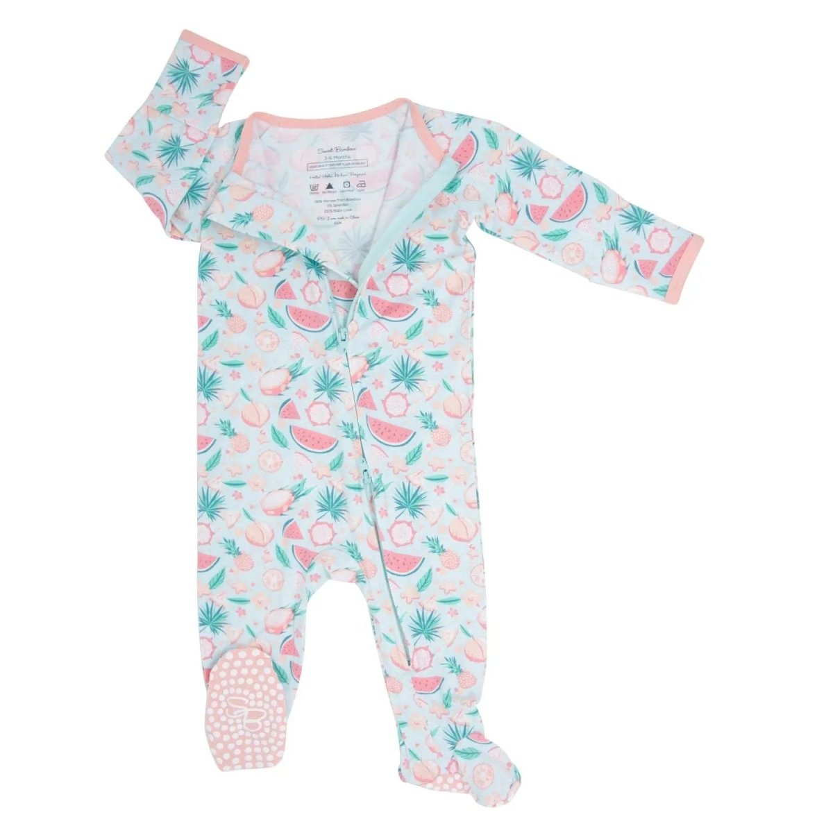 Sweet Bamboo Comfortable Baby Footie with Two Way Zipper and Silicone Grips for Easy Dressing - 