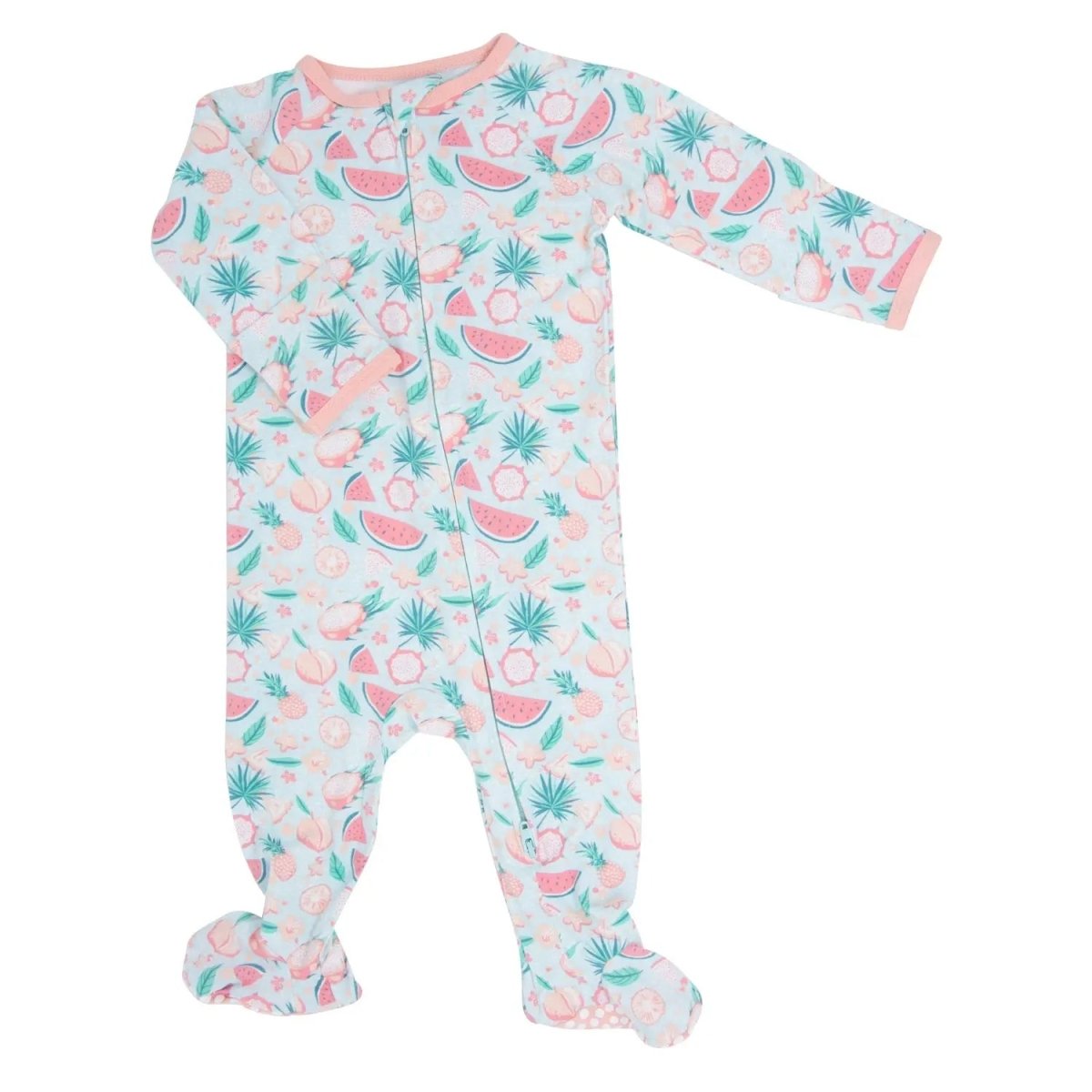 Sweet Bamboo Comfortable Baby Footie with Two Way Zipper and Silicone Grips for Easy Dressing - 