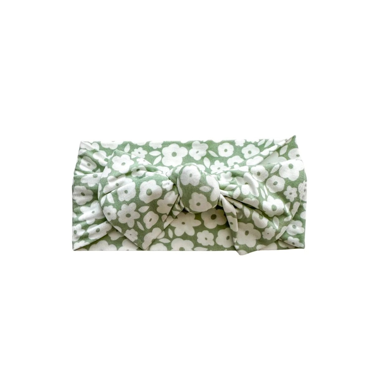 Harp Angel Boutique Comfortable Knotted Headband in Sage Ditsy Floral for Newborns - 