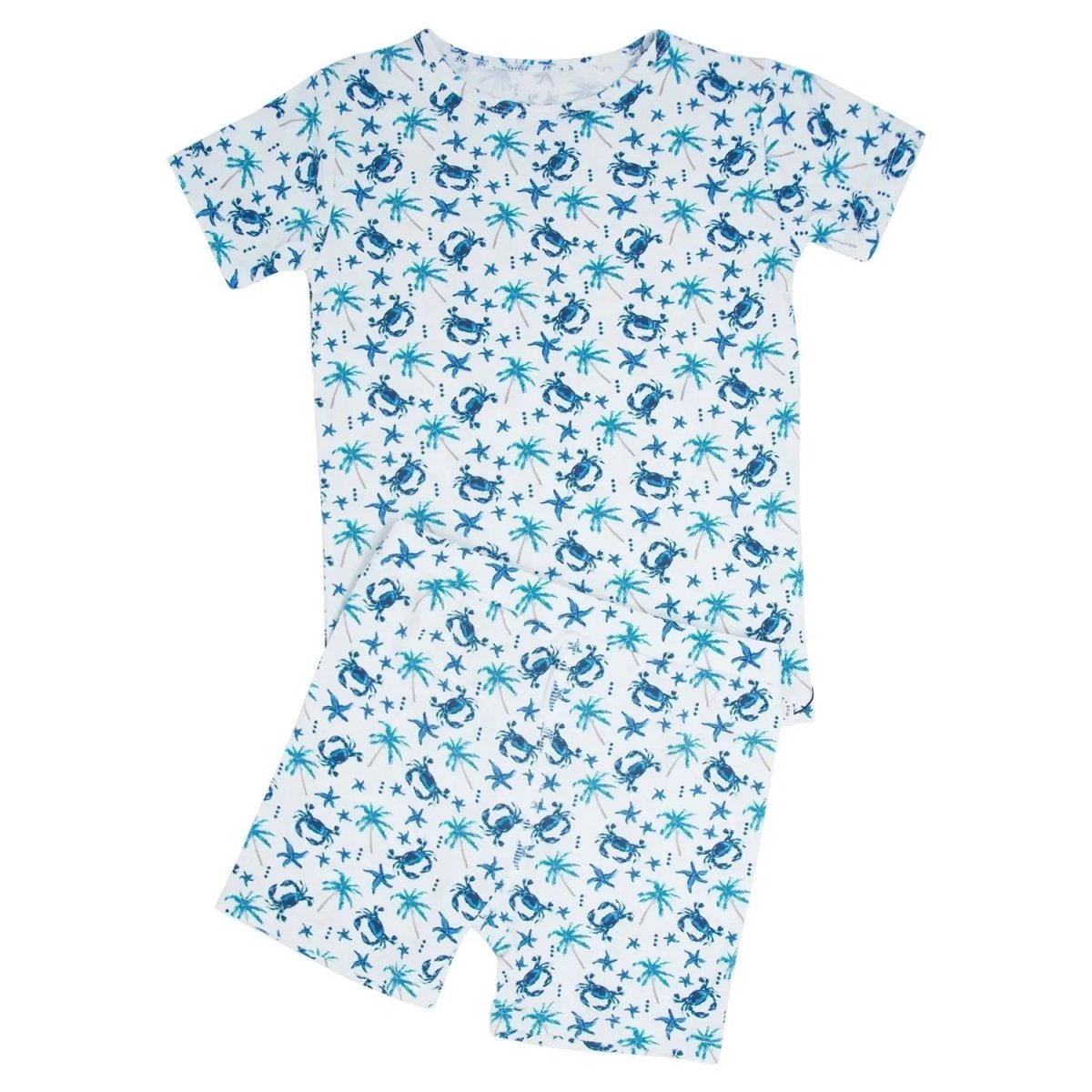Sweet Bamboo Comfortable Summer Pajama Set with Blue Crabs Design for Kids - 