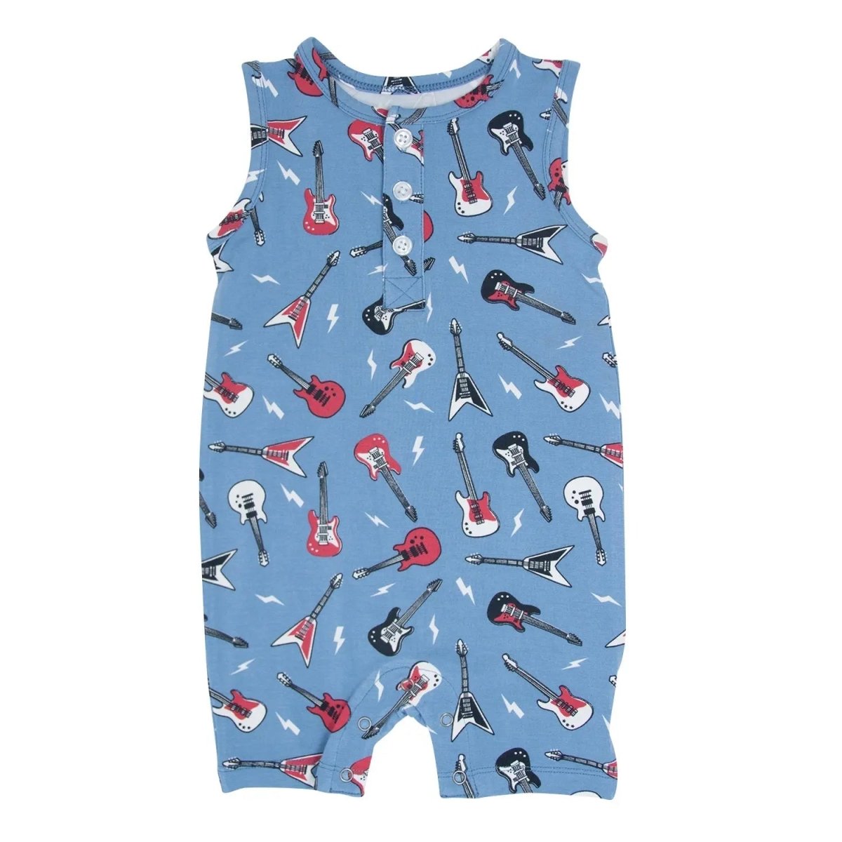 Sweet Bamboo Comfortable Tank Romper in Rock N Roll Blue for Active Kids - 