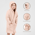 Comfy Cubs Comfy Cubs Kids Muslin Bath Robe Blush With Hood And Belt - 