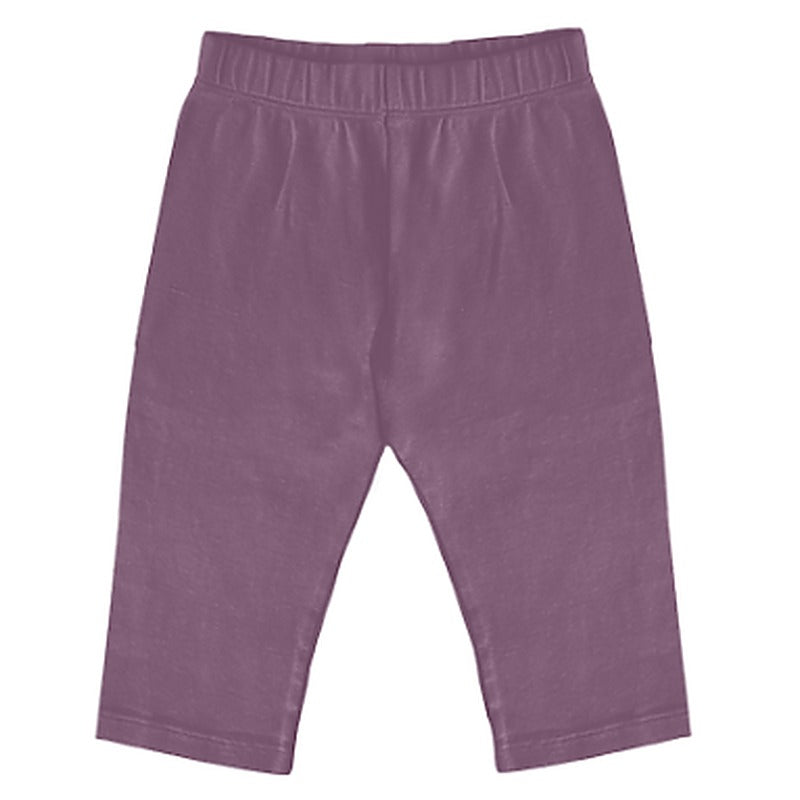 Baby comfy pant in rich eggplant purple with an elastic waistband