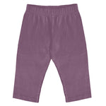 Baby comfy pant in rich eggplant purple with an elastic waistband