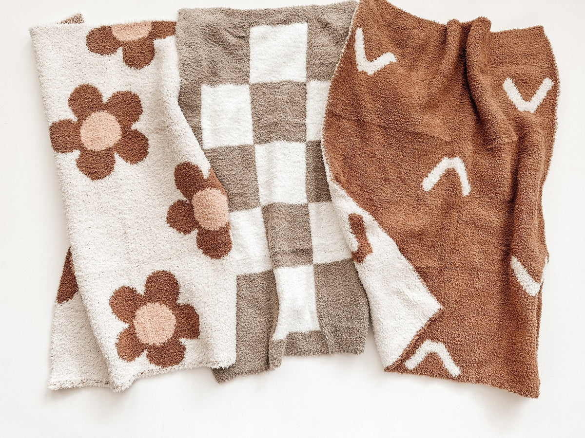 Plush Mini Blanket - Caramel Daisy by Harp Angel Boutique