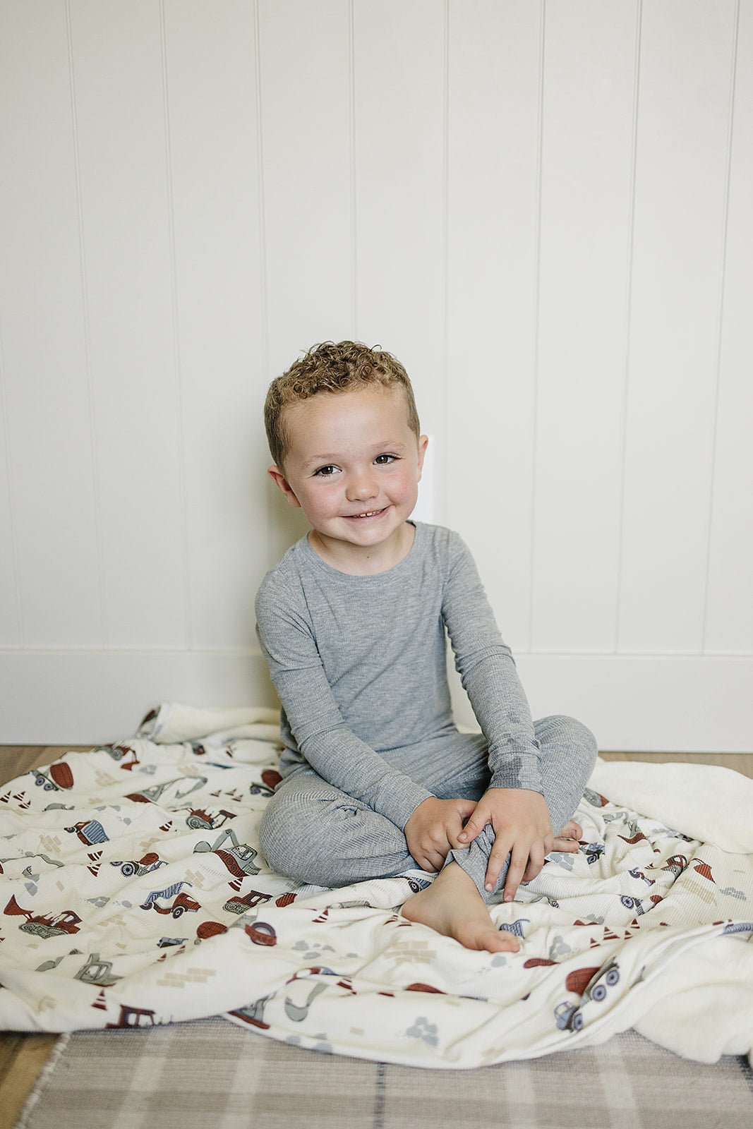 Mebie Baby Construction Trucks Ribbed Bamboo Fleece Quilt For Baby By Mebie Baby - 