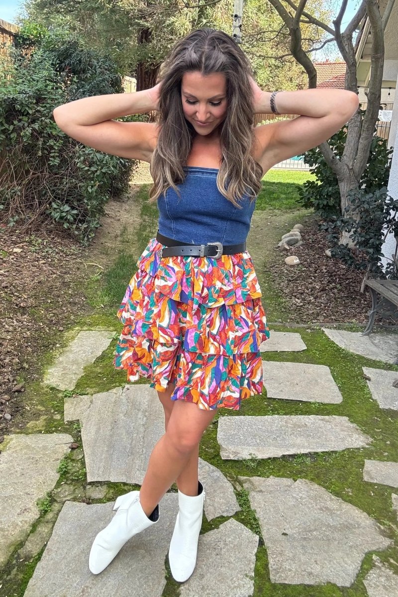 PinkBlush Contemporary Blue Abstract Colorblock Dress for Fashion - Forward Women - 