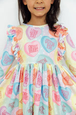 Mila & Rose ® Conversation Hearts 3/4 Sleeve Ruffle Twirl Dress - 