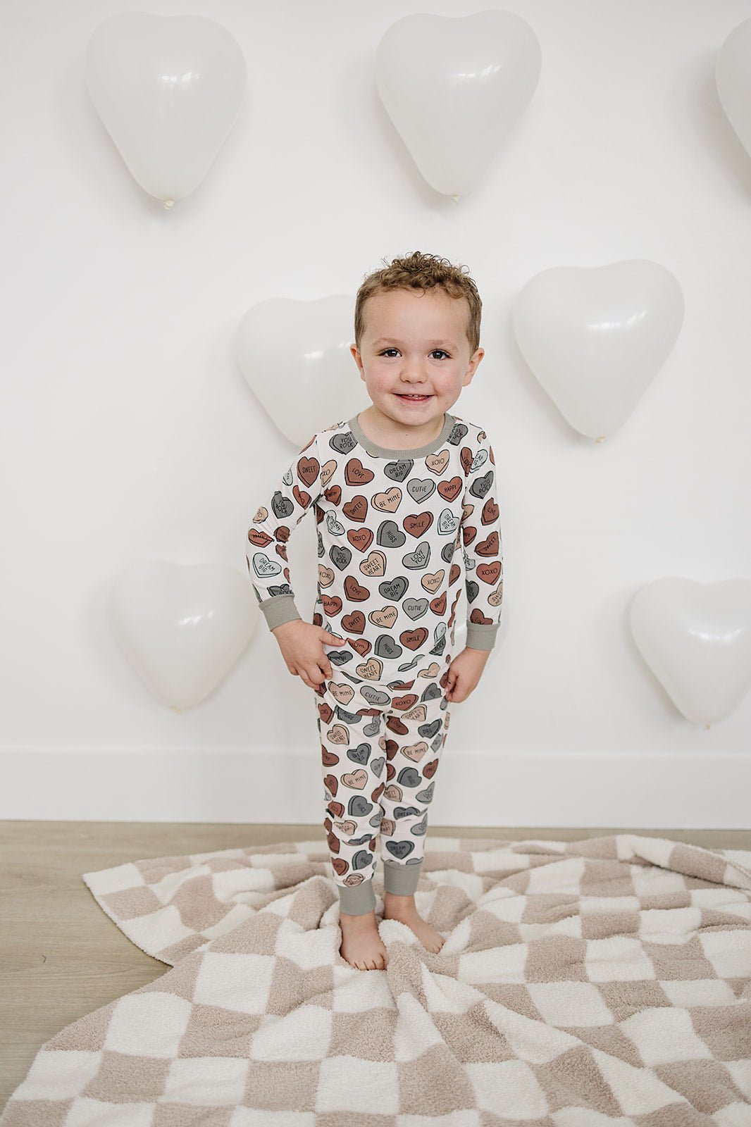 Mebie Baby Conversation Hearts Ribbed Bamboo Cozy Sleep Set For Valentines Day - 