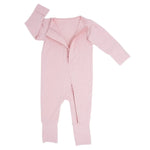 Sweet Bamboo Convertible Baby Romper with Two Way Zip and Fold Over Legs for Newborns - 