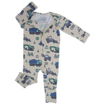 Sweet Bamboo Soft Cotton Convertible Romper with Trucks and Diggers for Babies - Apparel & Accessories > Clothing > Baby & Toddler Clothing > Baby One-Pieces Rompers