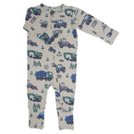 Sweet Bamboo Soft Cotton Convertible Romper with Trucks and Diggers for Babies - Apparel & Accessories > Clothing > Baby & Toddler Clothing > Baby One-Pieces Rompers