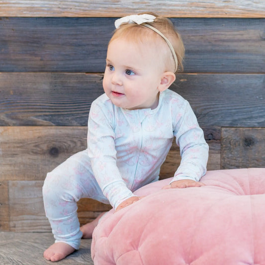 Swan Ballet Convertible Romper for Baby with Two Way Zip and Fold Over Legs Sweet Bamboo