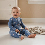 Sweet Bamboo Convertible Romper Denim Roses - 