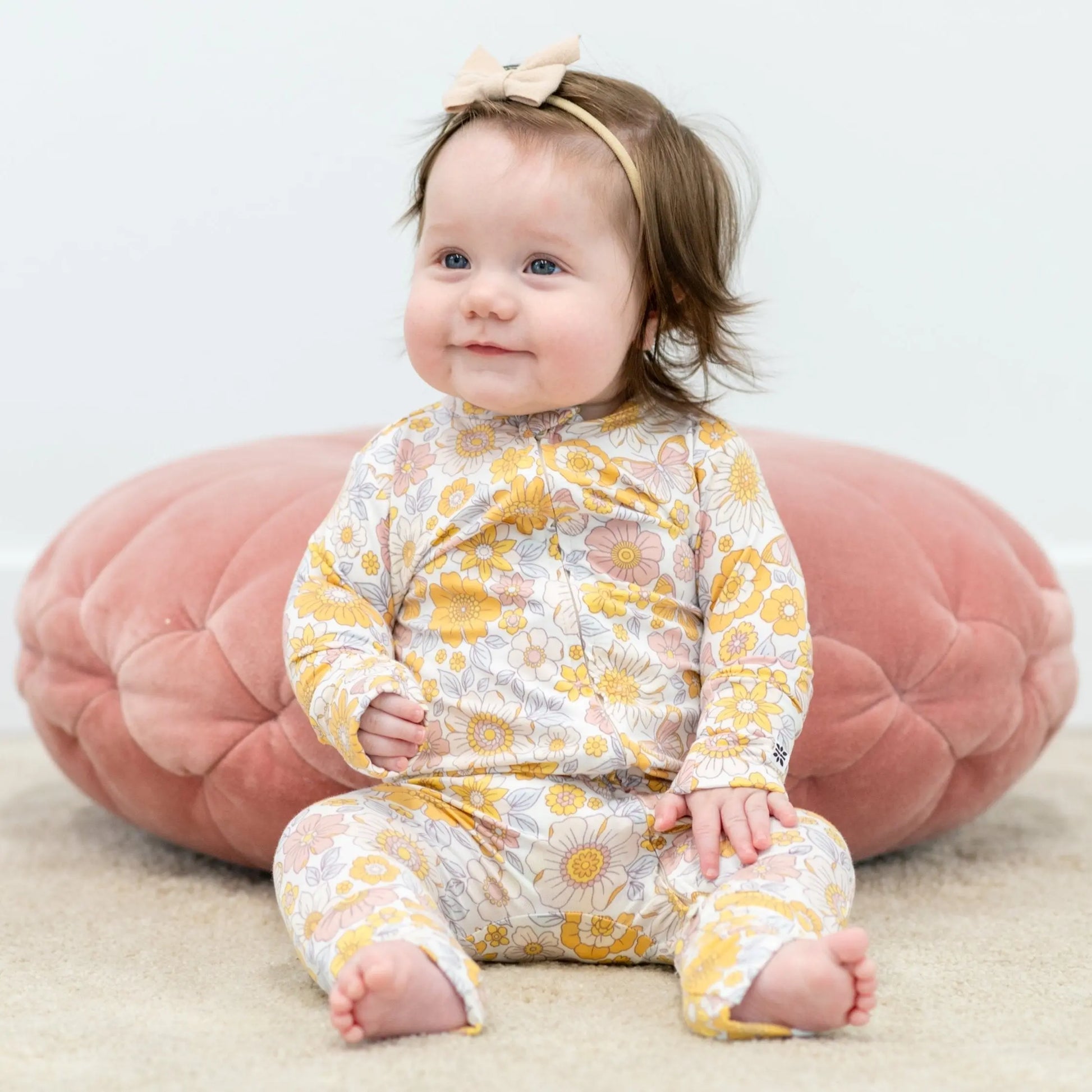 Retro Vintage Flowers Convertible Romper for Baby Sweet Bamboo