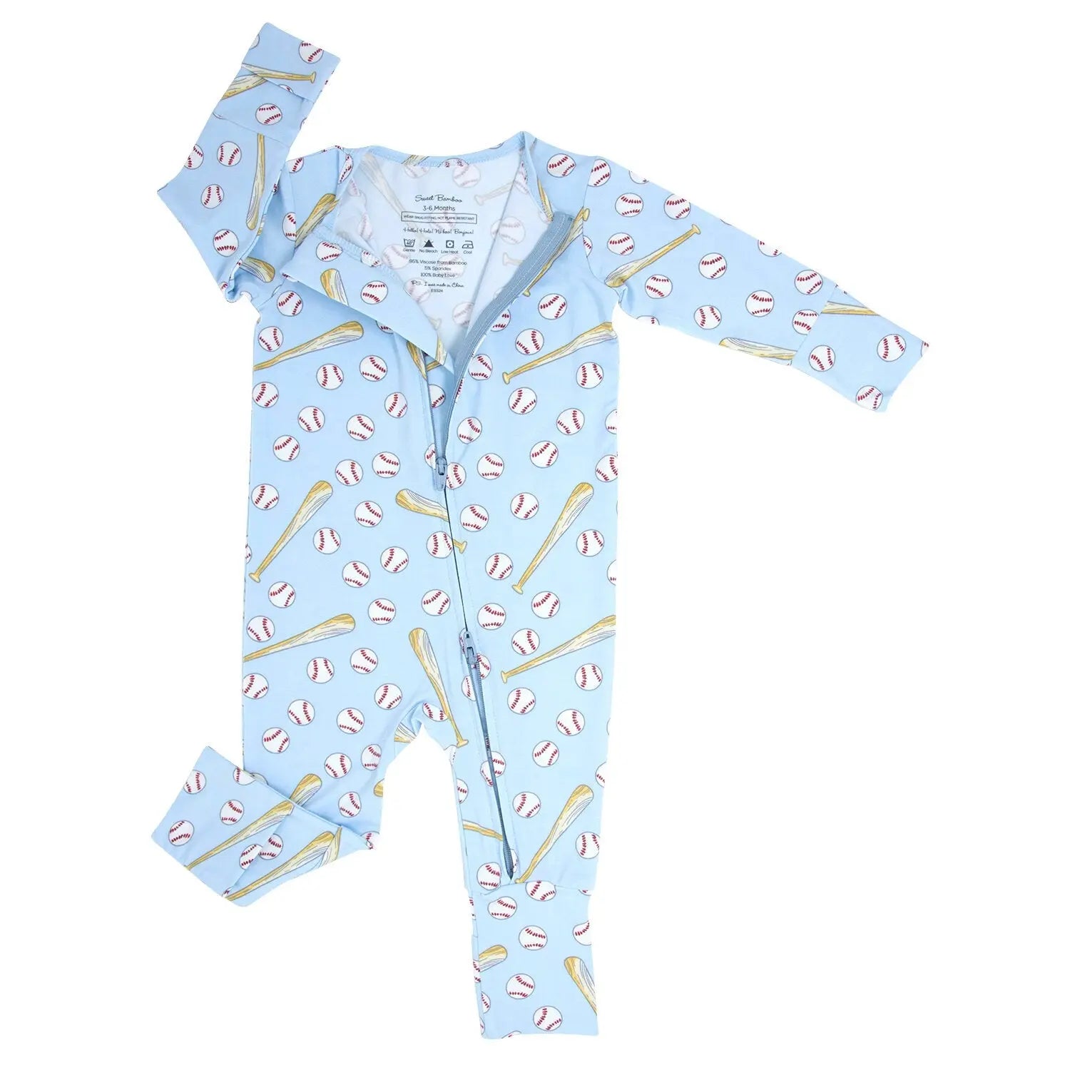 Sweet Bamboo Classic Baseball Convertible Romper with Two Way Zip for Active Babies - Apparel & Accessories > Clothing > Baby & Toddler Clothing > Baby & Toddler Sleepwear Rompers