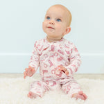Sweet Bamboo Cute Pink Western Boots Romper with Convertible Design for Baby Girls - Apparel & Accessories > Clothing > Baby & Toddler Clothing > Baby & Toddler Sleepwear Rompers