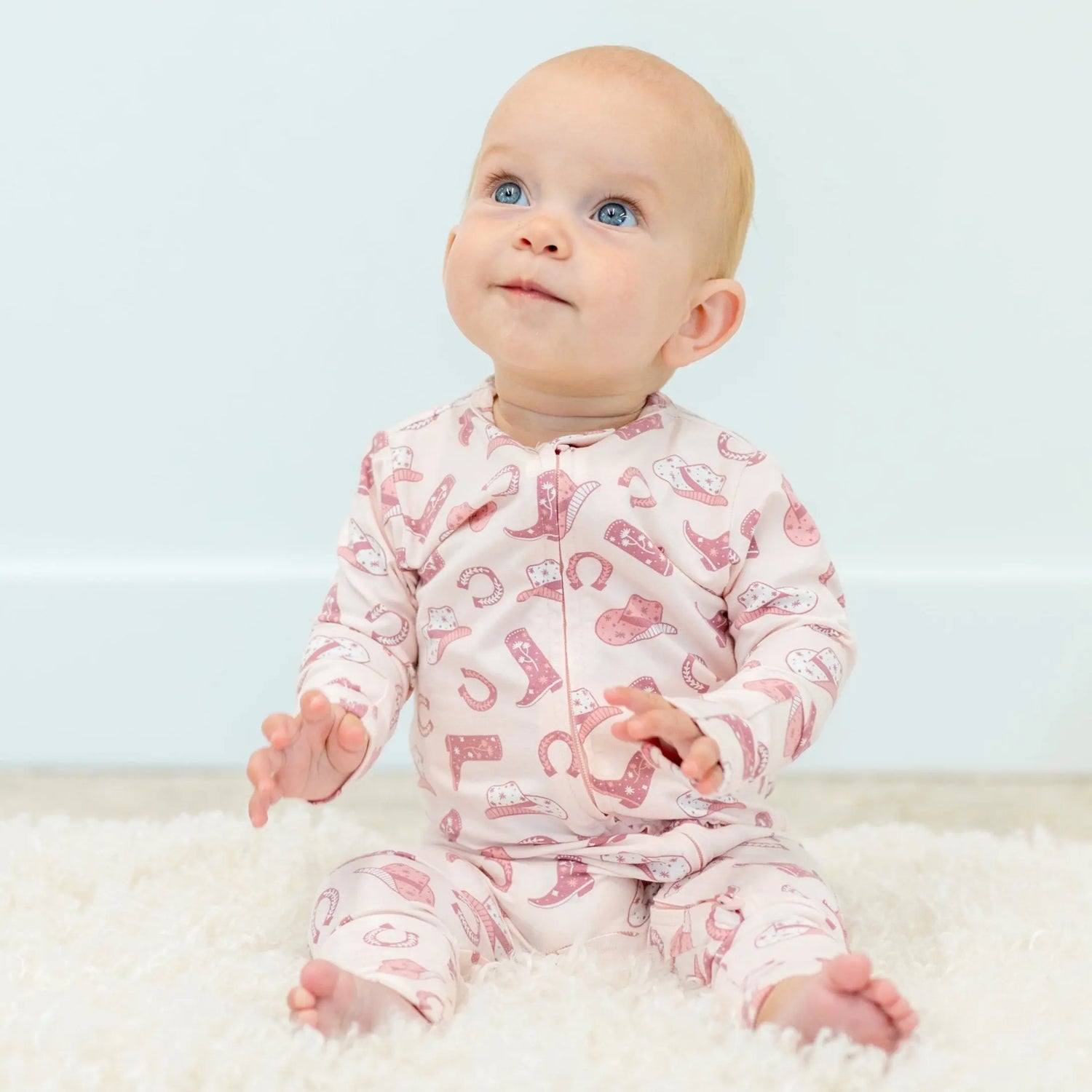 Sweet Bamboo Cute Pink Western Boots Romper with Convertible Design for Baby Girls - Apparel & Accessories > Clothing > Baby & Toddler Clothing > Baby & Toddler Sleepwear Rompers