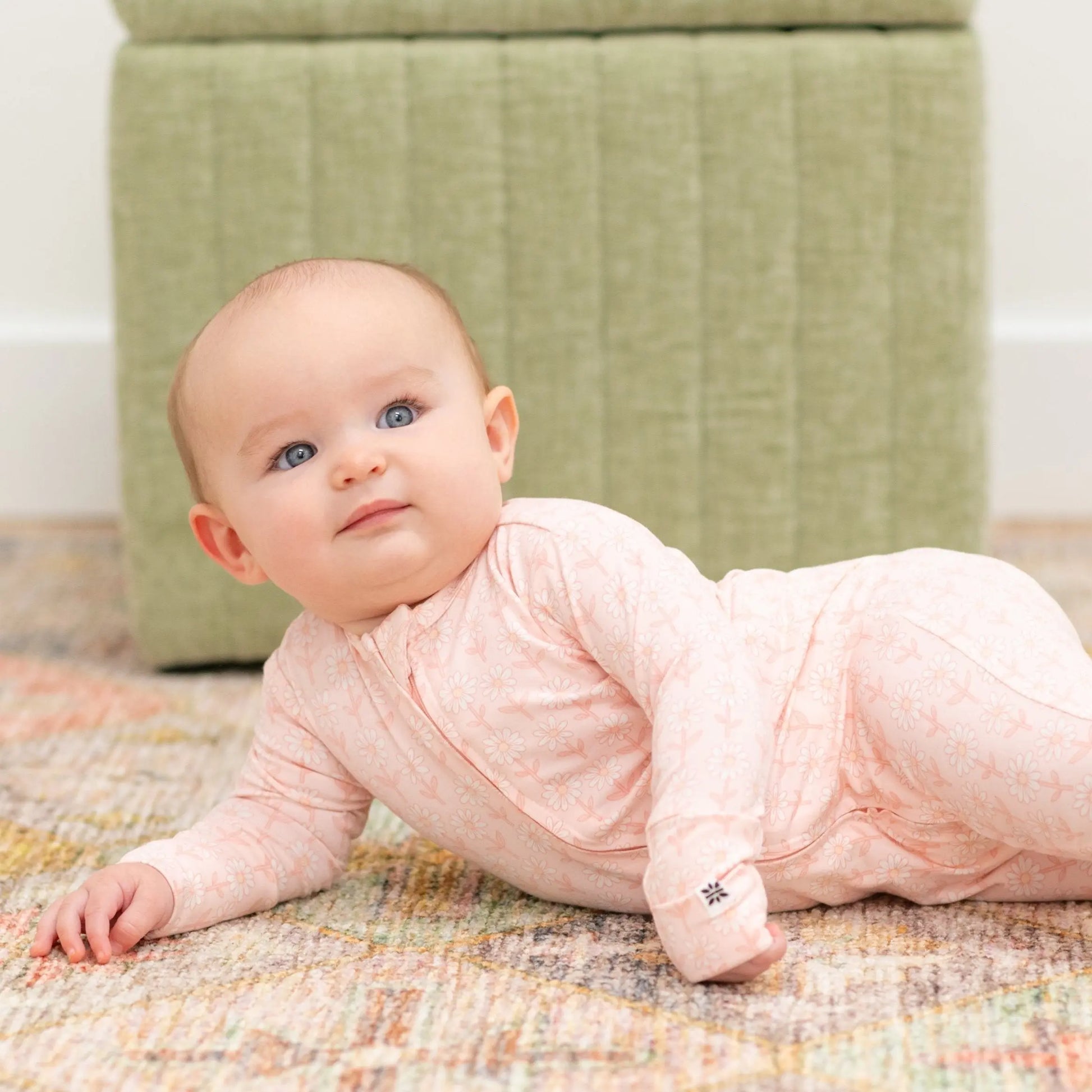 Convertible Baby Romper with Two Way Zip and Fold Over Cuffs Sweet Bamboo