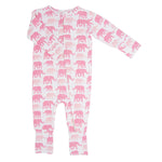 Sweet Bamboo Pink Elephant Convertible Romper with Two Way Zip for Active Babies - Apparel & Accessories > Clothing > Baby & Toddler Clothing > Baby & Toddler Sleepwear Rompers
