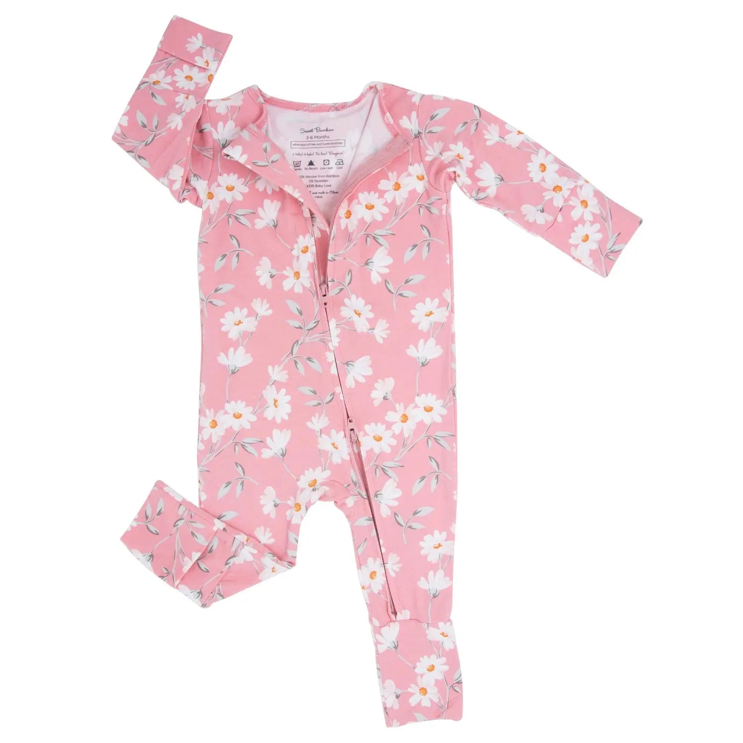 Sweet Bamboo Convertible Baby Romper with Two Way Zip and Fold Over Legs for Infants - Apparel & Accessories > Clothing > Baby & Toddler Clothing > Baby & Toddler Sleepwear Rompers