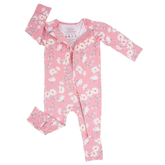 Convertible Baby Romper with Two Way Zip and Fold Over Legs Sweet Bamboo