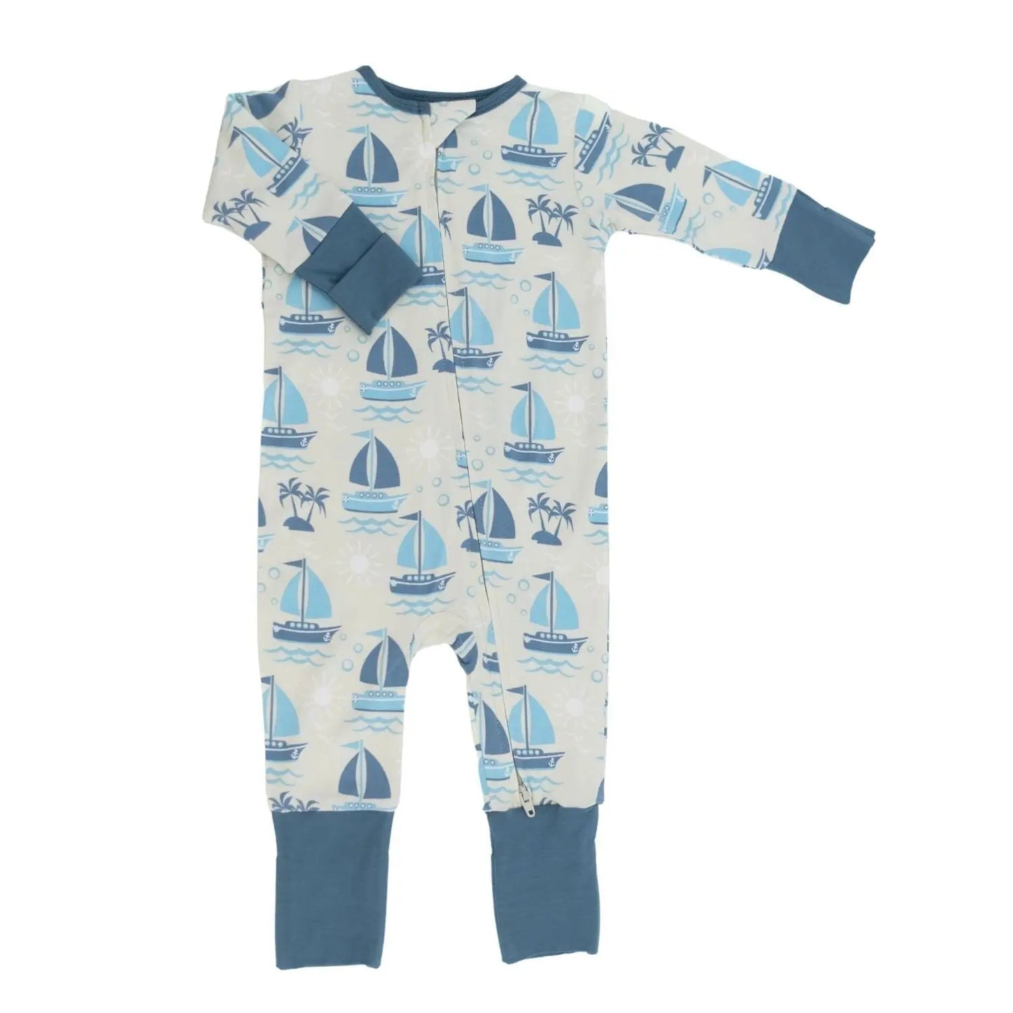 Convertible Baby Romper with Two Way Zip and Fold Over Legs Sweet Bamboo