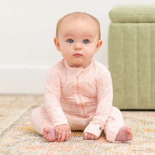 Convertible Baby Romper with Two Way Zip and Fold Over Cuffs Sweet Bamboo