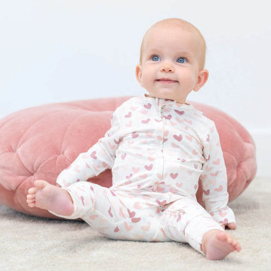 Convertible Baby Romper with Two Way Zip and Fold Over Legs Sweet Bamboo