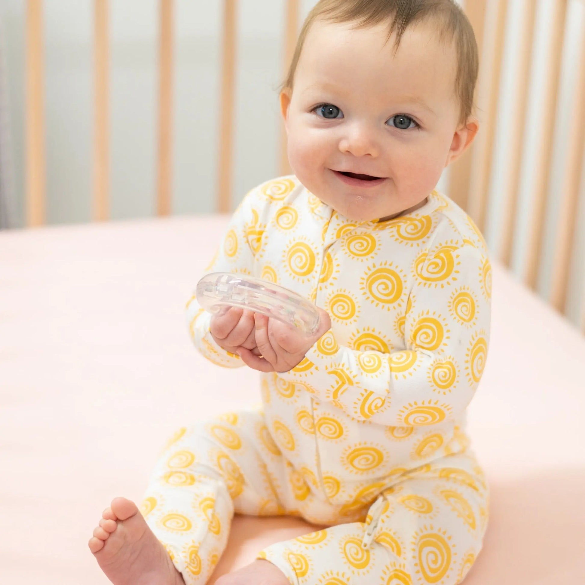 Convertible Baby Romper with Two Way Zip and Fold Over Legs for Easy Changing Sweet Bamboo