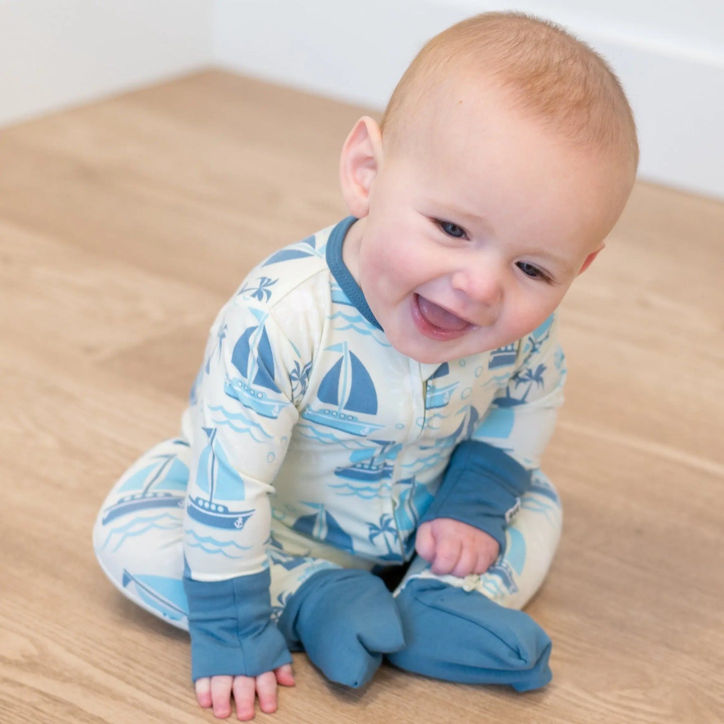 Convertible Baby Romper with Two Way Zip and Fold Over Legs Sweet Bamboo