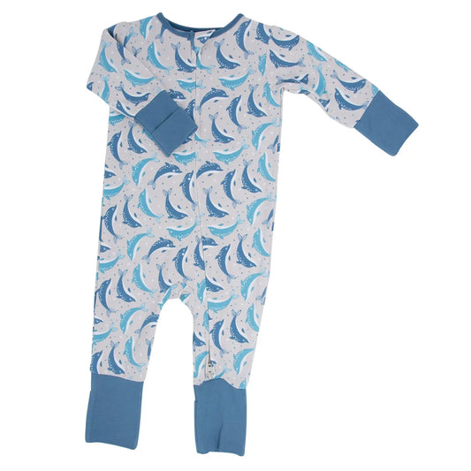 Convertible Baby Romper with Two Way Zip and Fold Over Legs Sweet Bamboo
