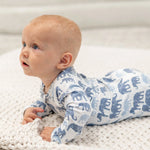 Sweet Bamboo Blue Elephant Convertible Romper with Two Way Zip for Easy Changing - Apparel & Accessories > Clothing > Baby & Toddler Clothing > Baby & Toddler Sleepwear Rompers