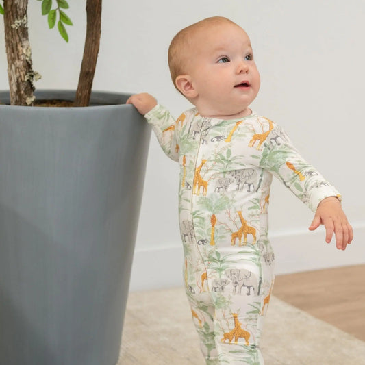 Convertible Baby Romper with Two Way Zip and Fold Over Cuffs Sweet Bamboo