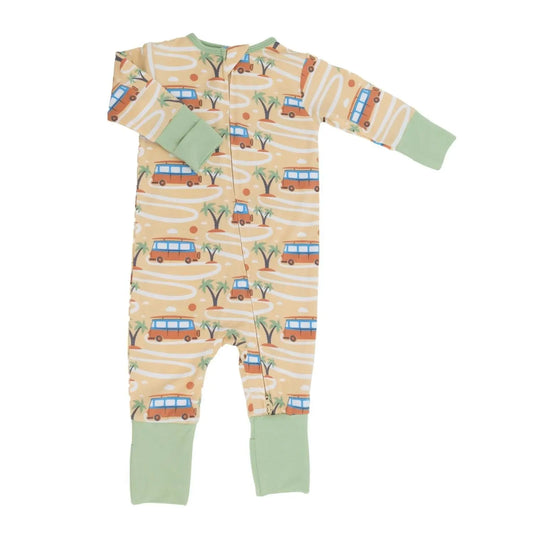 Convertible Baby Romper with Two Way Zip and Fold Over Legs for Easy Changing Sweet Bamboo