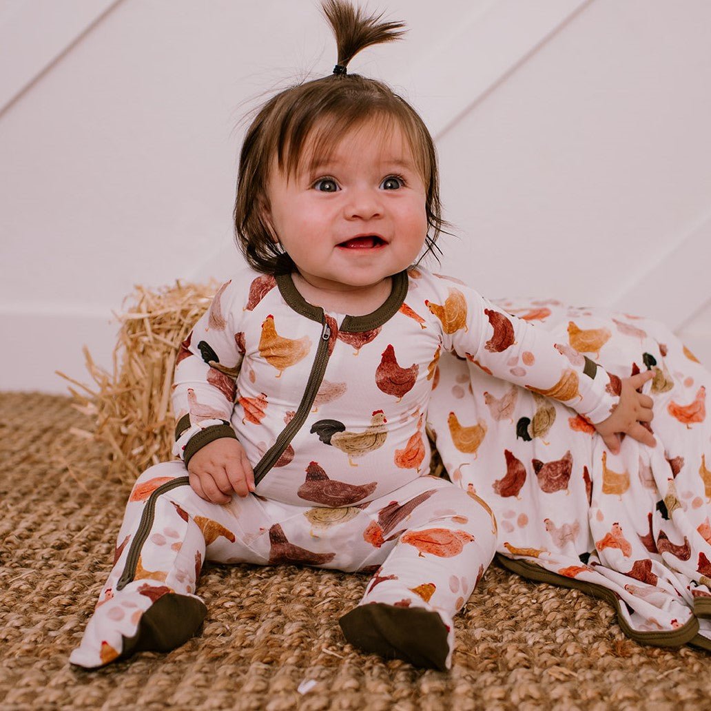 Bamboo Footie Pajamas - Chicken Print