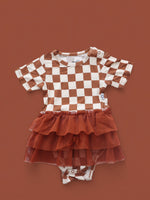 DREAM BIG LITTLE CO COPPER CHECKERS DREAM TUTU BODYSUIT DRESSEveretts Place