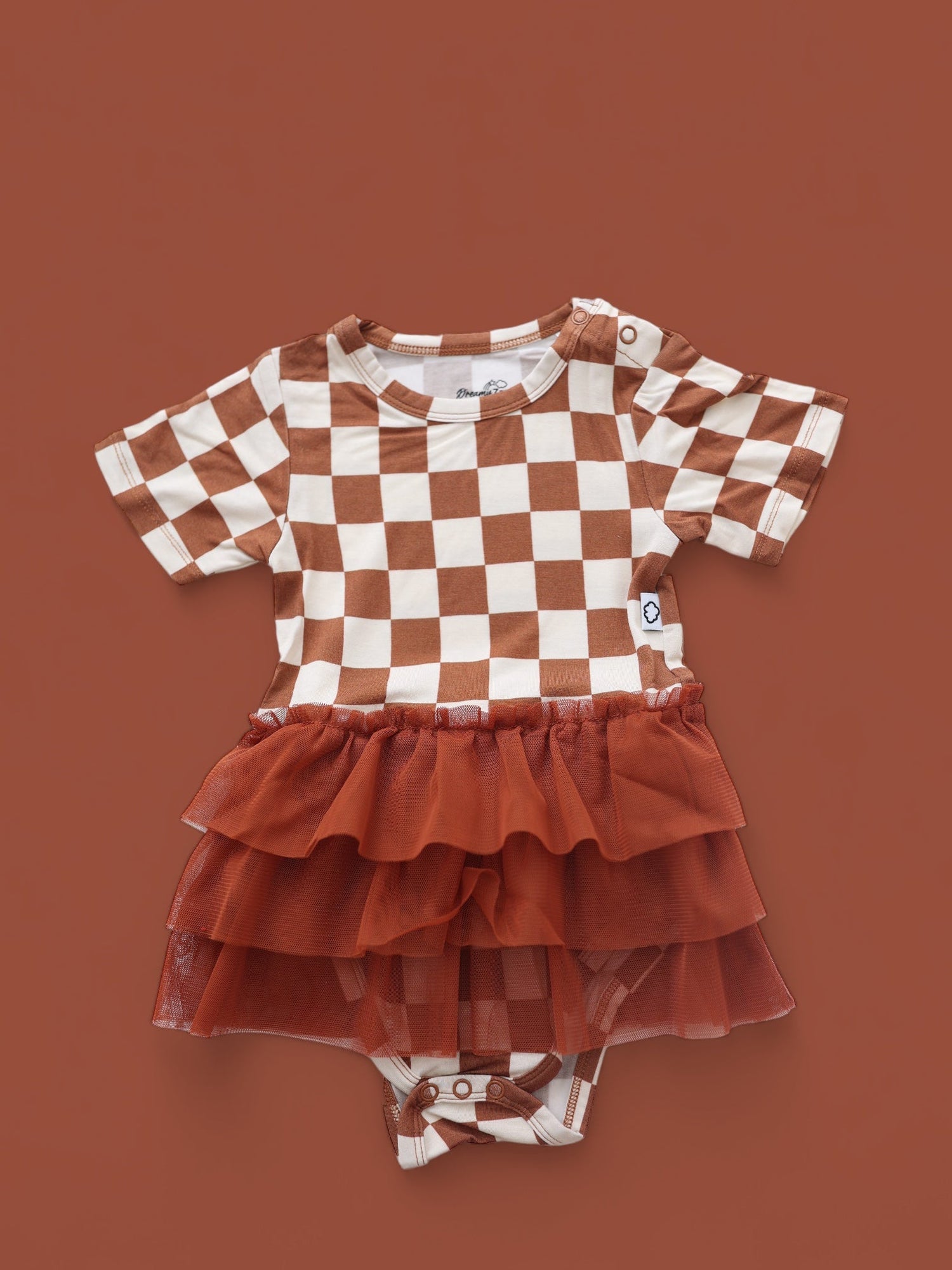 DREAM BIG LITTLE CO COPPER CHECKERS DREAM TUTU BODYSUIT DRESSEveretts Place