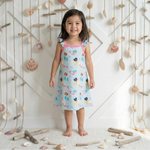 Flutter sleeve dress in a coral print, made of bamboo viscose blend fabric