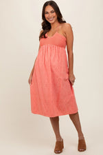 PinkBlush PinkBlush Coral Eyelet Crochet Halter Maternity Dress for Expecting Mothers - Apparel & Accessories > Clothing > Maternity Clothing > Maternity Dresses Apparel & Accessories > Clothing > Dresses