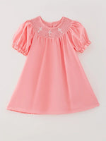 Rylee Faith Designs Coral Smocked Church Christ Bishop Christening Dress for Girls - Everetts Place Boutique - 