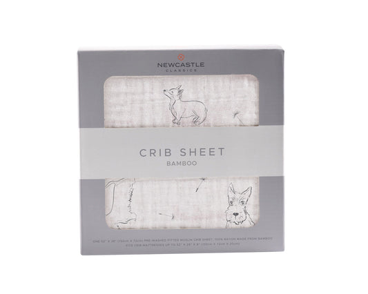 Corgi Bamboo Muslin Crib Sheet Soft Breathable Comfy Snug Fit 28 Inch by 52 Inch Newcastle Classics