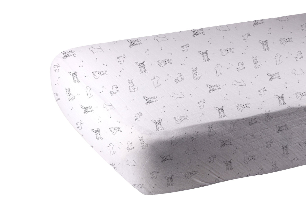 Newcastle Classics Corgi Bamboo Muslin Crib Sheet